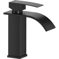 Lomadox Waschtischarmatur FAUCET-140 Edelstahl Waschbeckenarmatur 18,5 cm hoch in Schwarz matt