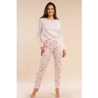 Mademoiselle Sommeil Pyjama Damen Schlafanzug mit Langarmshirt & langer Hose mit floralen Streifen (2 tlg) aus 100% Baumwolle, hautfreundlich & atmungsaktiv