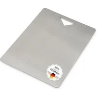 Feuerfest 123 GmbH Schneidebrett Schneidebrett mit Griff aus Edelstahl mini 24x16cm, Edelstahl, (Made in Germany), Ideal für die Küche zum schneiden von Fisch, Fleisch & Gemüse