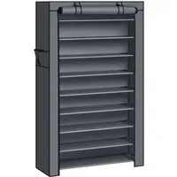 SONGMICS Schuhregal 10 Ebenen, Schuhschrank, Schuh-Organizer, für High Heels, Sportschuhe, 28x84x160 cm, Schuhaufbewahrung, staubdichtem Überzug, Metallgestell