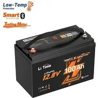 LiTime 12V 100Ah LiFePO4 Batterie für elektrischen Außenborder Trolling Motor Solarakkus (12 V), 1280Wh Solarspeicher mit Bluetooth für Boote mit Elektroaußenborder