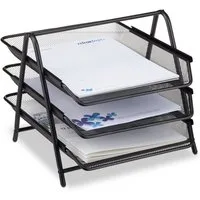 relaxdays Briefablage Dokumentenablage aus Metall, schwarz