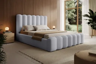 Polsterbett Doppelbett MACON 160x200cm in Stoff Euphoria Hellgrau