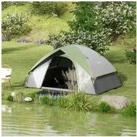 Outsunny Kuppelzelt mit Tür&Fenster, Packtasche, Personen: 2 (Campingzelt für 2 Personen, 1 tlg., Familienzelt mit 3000mm Wassersäule), für Camping Reise Trekking Garten