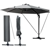 BRAST Sonnenschirm Alu Ampelschirm Ø360cm inkl. Schützhülle, wahlweise mit LEDs,drehbar schwenkbar & höhenverstellbar