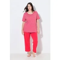 Ulla Popken Pyjama Pyjama Ringel Rundhals Halbarm Biobaumwolle