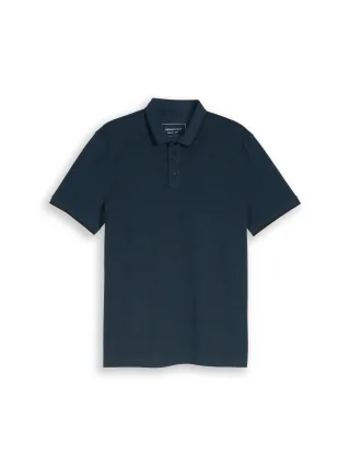 Denim Tom Tailor - Piqué Poloshirt aus Baumwolle blue black two tone pique - Gr. - M