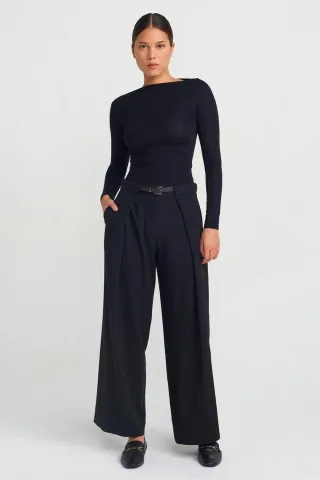 Damen weiter Crepe-Hose mit Gürtel