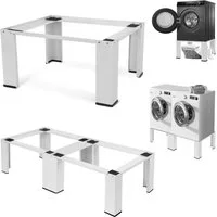 XERSEK Waschmaschinenunterschrank Einzel/Doppel Waschmaschinen Untergestell Metall Unterbau Podest (Doppel Waschmaschinenuntergestell für Waschmaschine & Trockner, Erhöhung Unterbau Sockel, Waschmaschinenzubehör Unterschrank Gestell mit 2X150 kg Trag