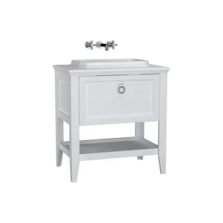 VitrA Valarte Einbauwaschtisch-Möbel-Set 62195 77,5 x 52 x 87,5 cm, 1 Vollauszug, Korpus weiß matt/Waschtisch weiß hochglanz