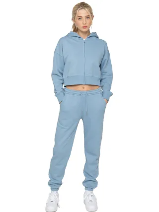 Enzo | Womens Crop Zip Hoodie Trainingsanzug Set