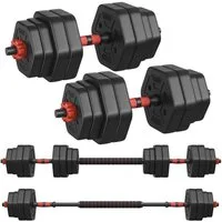 SONGMICS Hantel-Set Hanteln mit Verbindungsstange, Hexagon, Kurzhantelset, für Workout, Fitnesstraining, Gewichtheben für Zuhause, Fitnessstudio