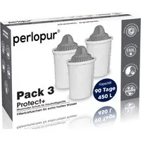 PerloPur Kalk- und Wasserfilter Filterkartuschen Classic Protect+ Pack 3, Zubehör für Brita Classic u. PearlCo Classic