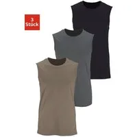H.I.S Muscleshirt, Unterziehshirt, Unterhemd für Herren (3er-Pack) unifarben, Rundhalsausschnitt, aus Baumwolle