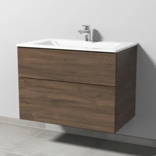Sanipa 3way Glas-Set Glas-Waschtisch und Unterbau mit 2 Auszügen, Eiche-Arizona SM20280
