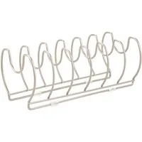mDesign Aufbewahrungssystem Geschirrablage silber Topfdeckelhalter Pfannenhalter Metall Ständer