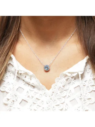 Zeeme Gemstones Halskette Silber 925 rhodiniert 42+5cm mit Blautopas (beh.) 8mm