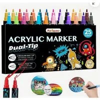 ibettertec Marker 25 Acrylstifte Marker Set, wasserfest, spülmaschinenfest, (1-5 mm, für Stein, Glas, Keramik, Holz, Kunsthandwerk)