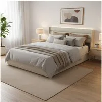HOME DELUXE Bett SORINA 140/160/180/200 (inkl. Lattenrost), inkl. LED Beleuchtung & Stauraum, Polsterbett, LED-Bett