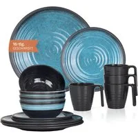 Moritz Geschirr-Set Camping Geschirr Stone Blue Geschirr 16 tlg.