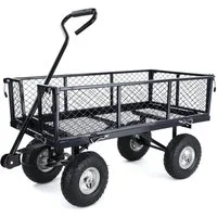 RAMROXX Handwagen Transport Gitterwagen Bollerwagen Seiten klappbar bis 300kg Schwarz