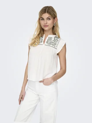 ONLY - ONLVESTINE S/S TOP WVN NOOS Cloud Dancer - Gr. - M