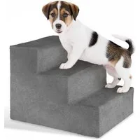 tectake Haustiertreppe Hundetreppe Paw Path mit Plüschbezug 37 x 45 x 34,5 cm, für Hunde und Katzen