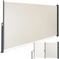 tectake Seitenarmmarkise Garten Sichtschutz ausziehbar - blickdicht und wetterfest (Balkonmarkise, in Beige) automatischer Aufrollmechanismus
