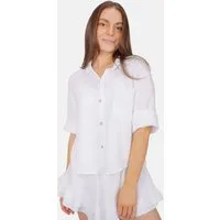 Seasons of April Hemdbluse CELINA MUSSELIN Kurze Damen Musselin Bluse mit Tasche, 100% Baumwolle, luftig locker