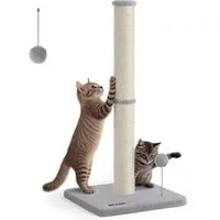 FEANDREA Kratzbaum 85 cm hoch, Katzenbaum, Sisalstamm, mit Plüschball und Glocke, L, 7 cm dicker Stamm, für Kätzchen und normale ausgewachsene Katzen
