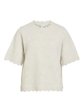 VILA - VINIKOLINA O-NECK 2/4 KNIT TOP - NOOS Super Light Natural Melan - Gr. - XL