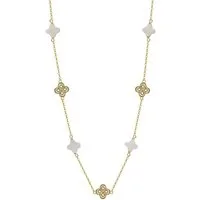 Runde Perlé Perlenkette zarte Kette Kleeblatt mit Muschel, 925 Sterling Silber, 14K Gold, handgefertigte Halskette, Glücksbringer (inkl. Geschenkverpackung)