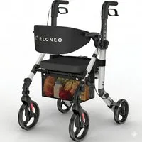 ELONEO Rollator 2in1 Rollator & Rollstuhl, Faltbar und Leicht, Outdoor-Gummireifen, mit Stiz & Netztasche