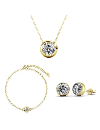 Set Mond und Geburtsstein - Gold und Kristall