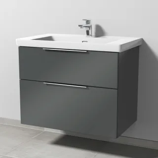 Sanipa 3way Waschtischunterbau zu Villeroy & Boch Subway 3.0 Waschtisch mit 2 Auszügen, Anthrazit-Gl UF84879