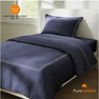 Pure cottom Bettwäsche Satin-Bettwäsche weiß/dunkelblau, 135x200 cm