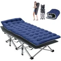 Meulbaty Klappbett Klappbar Feldbett, Campingbett für Camping mit Auflage & Seitentasche (2.3-3cm Matratze) mit Stahlrahmen, Oxford-Stoff Liegefläche und abehmbarem Kissen