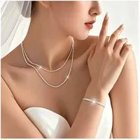 Zaewry Schmuckset 2-teiliges Damen-Schmuckset mit Halskette und Armband (2-tlg), Geeignet für Hochzeiten, Abschlussbälle und Partys