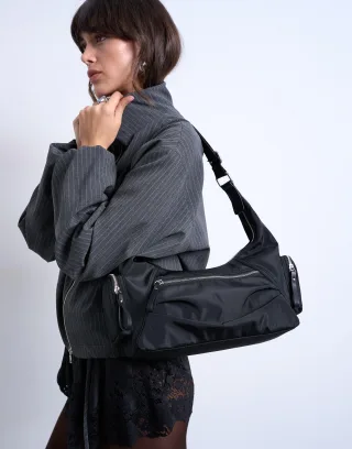 TOPSHOP - TSCHERYL NYLON CROSSBODY BAG Black
