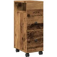 vidaXL Midischrank Badschrank Schmal mit Rollen Altholz-Optik Holzwerkstoff (1-St)