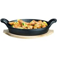 B&S Servierpfanne Gusseisenpfännchen Rustikal klein Tapas schwarz oval 10 x15,5 cm, Gusseisen