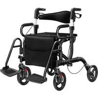 COSTWAY Rollator, mit Tasche, Bremse & Stockhalter, faltbar, höhenverstellbar