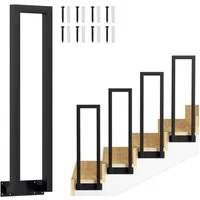 Clanmacy Treppengeländer U-förmige Eisen Handlauf Geländer Seitliche Montage 75 - 110cm Schwarz, 750 cm Höhe