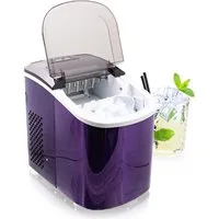 Mulano Elektrischer Eiswürfelbereiter Design Edelstahl Violett, mit transparentem Deckel MS-17122