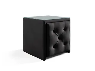 Nachttisch Nachtkonsole ERNESTO 50x50cm in Stoff Elisa Velvet Schwarz
