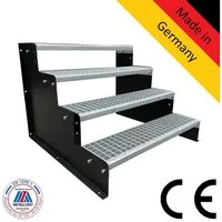SRM Design Außentreppe 4 Stufen Standtreppe Modell 2 schwarz 18 cm Stufenhöhe 70 cm Breite 72