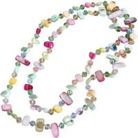 KARMA Lange Kette bunt 118 cm Damen Natursteine Kristalle (modern, 1-tlg., modern Geschenk für Frauen mehrfarbig), Halskette Pulloverkette Damenhalskette