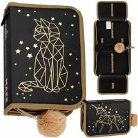 Starpak Federtasche Schulmäppchen mit Klappen – Kätzchen & Einhorn, robust & platzsparend!