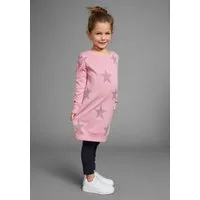 KIDSWORLD Sweatkleid Sterne-Allover Kleid für kleine Mädchen Sweatkleid mit Glitzerdruck
