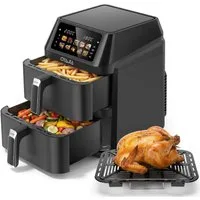 oyajia Heißluftfritteuse Airfryer XXL Dual Zone, 2 vertikale Schubladen, 10 Kochfunktionen, 2600,00 W, Heißluftfritteuse, 32% platzsparender, Sync und Match-Funktion